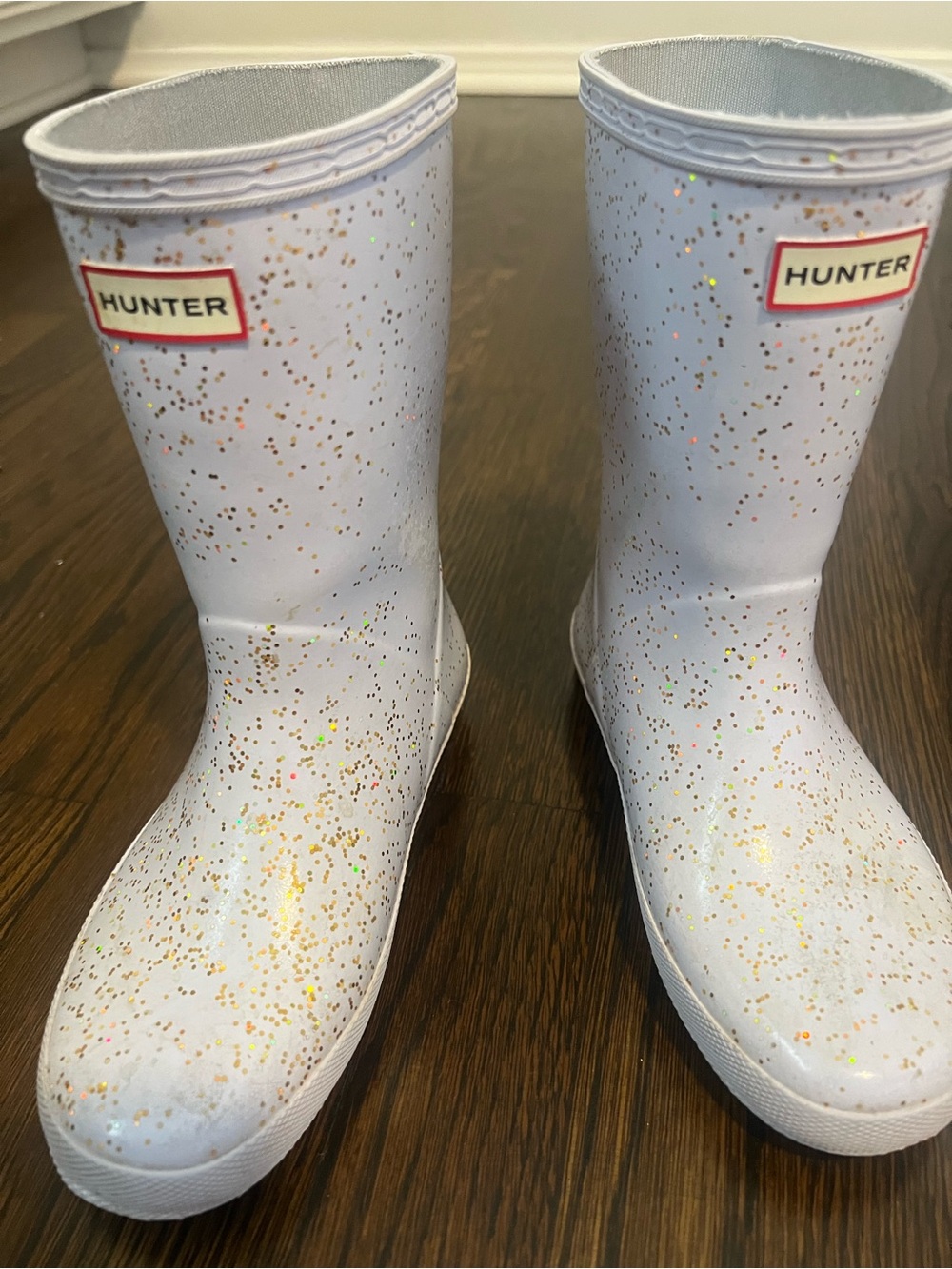 Hunter Kids First Classic Rain Boot with Gold Glitter